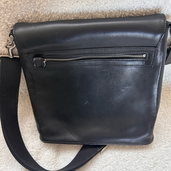 EUC / Coach Black Leather Messenger Bag - Picture 4 of 14
